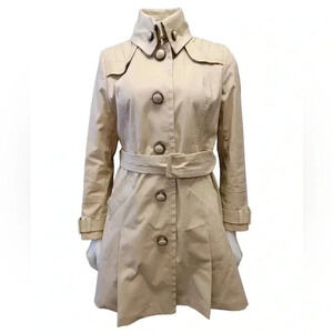 MACKAGE Tan  Belted Leather Accents Trench Coat Size Large